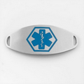Blue Medical Symbol 1 1/2 Inch Stainless Steel Oval ID Tag
